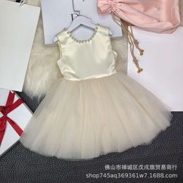 Girl's Casual girls dress children's performance fluffy skirt host evening bow lovely princess