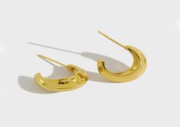 Hoop Huggie Korean Luxury 925 Sterling Silver Earrings Handmade Geometric 18K Gold Stud Earring For Women Vintage Jewellery Access6724514