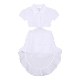 Girl Dresses 2024 Fashion Kids Baby Girls Summer Dress Children' S Clothing Sets Short Sleeve Ruffle Maxi Beachwear Casual Shirt