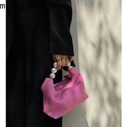 Hobo Miyagawa Spring Pink Retro Girl Fashion Chic Pearl Handbag Sweet Small Bag Causal One Shoulder Crossbody Bags