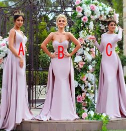 Mixed Styles Long Mermaid Bridesmaid Dresses V Neck Sweetheart Overskirts Applique Beaded Western Custom Wedding Guest Maid of Hon9963931