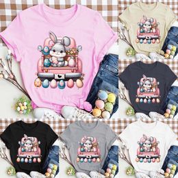 Women's T Shirts Fashion Casual Easter Letter Print Printed Short Sleeve Top Shirt Solid Tee For Women