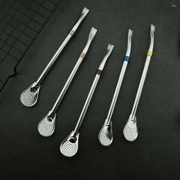 Spoons 5 Pcs Spoon Philtre Straw Drink Stirrers Straws 304 Stainless Steel Coffee Strainer And Tea Tableware