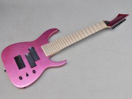 Guitar Factory Outlet 9 Strings Sparkle Pink Electric Guitar with 24 Frets Maple Fingerboard Customizable