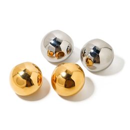 Stylish 18k Gold Stainless Steel Modern Minimalist Ball Earrings Fashion Ear Adornments