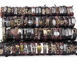 HOQIAGA 100pcs leather bracelets men women Genuine vintage punk rock retro couple handmade cuff wristband whole lots bulk 21038712286