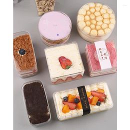 Disposable Cups Straws 10pcs Transparent Hard Pastic Pastry Packaging Box Wedding Birthday Party DIY Cake Dessert Ice Cream Tiramisu With