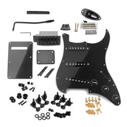 Cables St Style Electric Guitar Full Set Diy Accessory Kit Including Prewired Pickguard Bridge Sss Pickups and Other Accessories Black