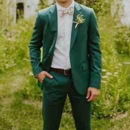 Men's Suits Green Slim Fit Wedding Men Notch Lapel Single Breasted 2 Button Skinny Piece Jacket Pants Blazer Homme Luxury Outfits