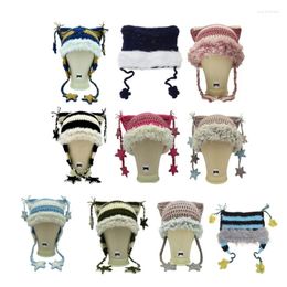 Berets Girl Cartoon Ear Knit Beanie Hat Y2K-style Party Po Props