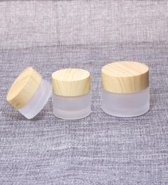 Frosted Glass Jar Cream Bottles Round Cosmetic Jars Hand Face Cream Bottle 5g10g15g30g50g Jars with wood grain cover PP inner 7395609