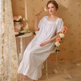 Women's Sleepwear Summer Nightdress Short Sleeve Solid Square Collar Ladies Nightgowns French Style Button Design Night Dress For Female