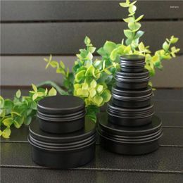 Storage Bottles 5/10/15/20/30/50/80g Matte Black Empty Refillable Aluminium Box Metal Tin 50ml Cosmetic Round Cream Jar Tea Pot