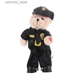 Stuffed Plush Animals Cross Border New Style Electric Plush Toys Will Dancing Singing Police Bear Teddy Bear Uniform Bear Doll L47