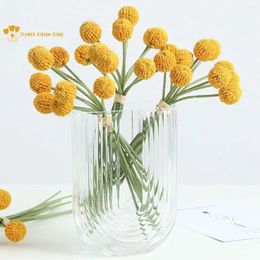 Decorative Flowers 20Pcs Dried Golden Ball Buttons Floral Bouquet Wedding Table Decoration Artificial Flower Autumn Garden Home Wall Decor