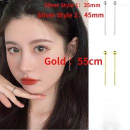 Dangle Earrings Simple Long Tassel Round Bead Drop Earring Korean Personality Women Fashion Gold Plated Luxury Party Jewelry