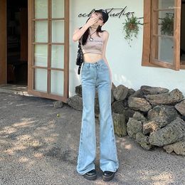 Women's Jeans Light Blue High Waist Flared For Women Loose Straight Wide Leg Flare Pants Girl Style Mopping Bell-bottoms Comfortable