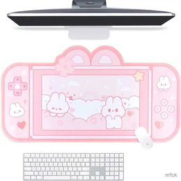 Mouse Pads Wrist Rests Bunny Mousepad Kitty Desk Pad NS Switch Keyboard Gaming Mat XXL Large Mat Pastel Pink Kawaii Cute Anime Desk Blotter Protector