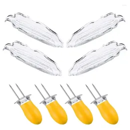 Tools Long Serving Tray Set 4pcs Transparent Corn And Cob Holder Barbecue Grilling Accessories