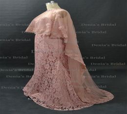 Blush Janique Mermaid Evening Dresses Sweetheart Neckline Beaded With Detachable Sheer Lace Appliqued Tulle Cape1182871