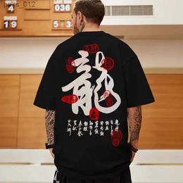 Men's T-Shirts 2024 Mens T-shirt 3D Chinese printed fashion mens loose fitting T-shirt mens oversized T-shirt Street Harajuku short sleeved top yq240415