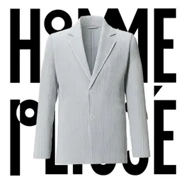 Men's Suits Miyake Original Pleated Long-sleeved Blazer Collar Jacket 2024 Spring Senior Sense Of Loose Casual Japanese Clothing