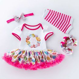 Baby Short New Sleeved Children's Dress, 0-2 år gammal flicka Baby Dress, Småbarnsko och sockuppsättning, 4-delad barnkläder