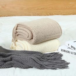 Blankets Nordic Knitted Blanket Simple Solid Sofa Throw Chunky Thick Plaid Thread Bed Decor Cover Bedspread