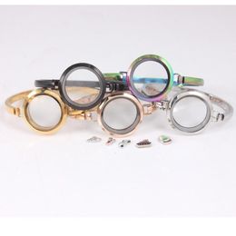 Bangle 5pcs 316L Stainless Steel Screw 30mm Mixed Color Floating Locket 7 8 Inch Bracelet Women Jewelry244l