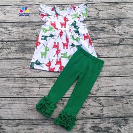 Clothing Sets AICTON Wholesale Children Cotton Boutique Christmas Outfits Reindeer Year Baby Clothes