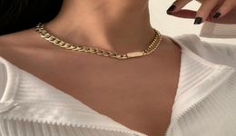 Chains Vintage Punk Small Thin Short Choker Necklace Collar Boho Simple Minimalist Gold Color Smooth Link Necklaces Women Jewelry2770375