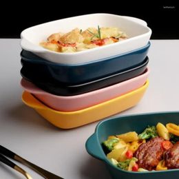 Plates Plate Creative Network Red Baked Rice Oven Bowl Ceramic Tableware Dish Home Lovely Double Ear Barbecue