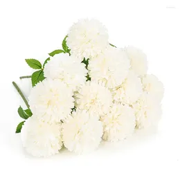 Decorative Flowers Artificial 12pcs Chrysanthemum Ball Silk Hydrangea Bridal Wedding Bouquet For Home Party Office Decorations