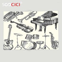 Blankets Custom Soft Fleece Throw Blanket Jazz Music Decor Collection Of Musical Instruments Sketch Style Art With Trumpet Piano Guitar