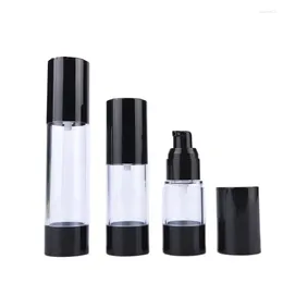 Storage Bottles Clear Black Airless Plastic Bottle Lotion Pump Cosmetic Packaging Containers Travel Refillable Vacuum 15ml 30ml 50ml