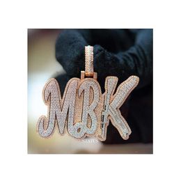 Personalised Creativity Hip Hop Jewellery Square Rock Sugar Zircon Necklace Gold Plated Diamond Custom Name Tennis Link Chain