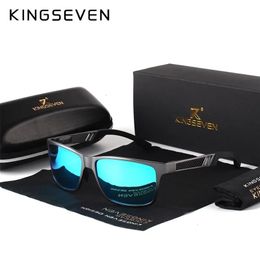 KINGSEVEN Men Polarised Sunglasses Aluminium Magnesium Sun Glasses Driving Glasses Rectangle Shades For Men Oculos masculino Male 240327