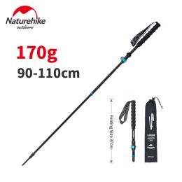 Poles Naturehike 190g Ultralight Walking Stick St12 Folding Hiking Stick Carbon Fibre 4section Stick Trekking Hiking Climbing Sticks