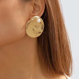 Stud Earrings Vintage Geometric Round For Women Fashion Exaggerated Design Inlaid Pearl Metal Ladies Jewelry Gift