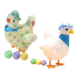127D Electronic Crazy Chicken Plush Toy Electric Funny Singing Dancing Laying Eggs Hens for Doll Music Animal Kids Birthday 240401