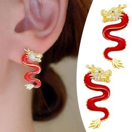 Stud Earrings Chinese Year Red Dragon For Female Wholesale G6q6