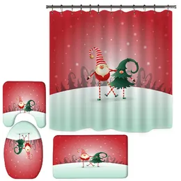 Shower Curtains Cartoon Elf Printing Bathroom Decoration Curtain Toilet U-shaped Floor Mat Set Home Non-slip Accessories