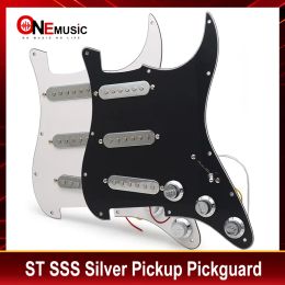 Cables ST SSS Silver Pickup Pickguard Electric Guitar Pickguard and Loaded Prewired scratchplate Assembly