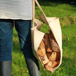 Storage Bags 87X60cm Outdoor Wood Canvas Bag Log Collection Carrier With Handles Waterproof Wear Resistant EL