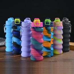 500ml Creative Silicone Folding Water Cup Outdoor Portable Water Bottle Cycling Sports Large Capacity Portable Water Bottle 240409