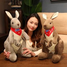 Stuffed Plush Animals Lovely Big Kangaroo with Baby Plush Stuffed Animal Toys Australia Animals Dolls for Baby Playmate Kids Birthday Cute Gift L47