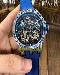 New High Quality EXCALIBUR SPIDER Skeleton Dial Automatic Mechanical RDDBEX0643 Mens Watch Iced Out Diamond Steel Case Rubber Spor2093806