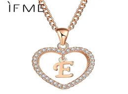 Pendant Necklaces Initial E Letter Heart Crystal CZ Pendants Women Statement Charms Gold Silver Color Collar Choker Jewelry Gift521419694