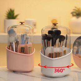 Storage Boxes 360° Rotating Makeup Brush Box Portable Desktop Cosmetic Organiser Lipstick Eyebrow Pencil Eye Shadow Holder-