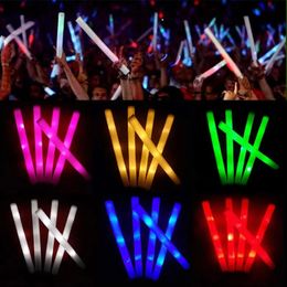 30/50 Pcs Led Foam Bar Glow In The Dark Light-Up Foam Sticks LED Soft Batons Rave Glow Wands Flashing Tube Concert for Party 240410